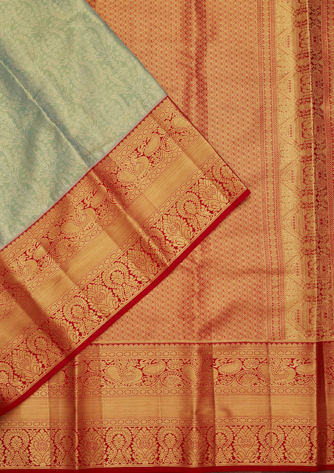 Sea Green Silk Jaal Saree With Matching Blouse Piece