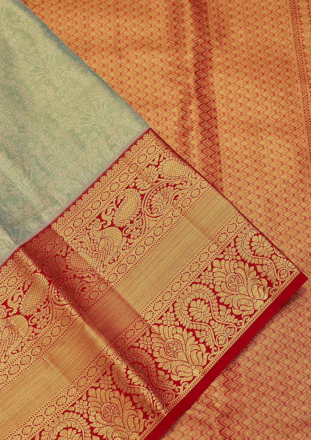 Sea Green Silk Jaal Saree With Matching Blouse Piece