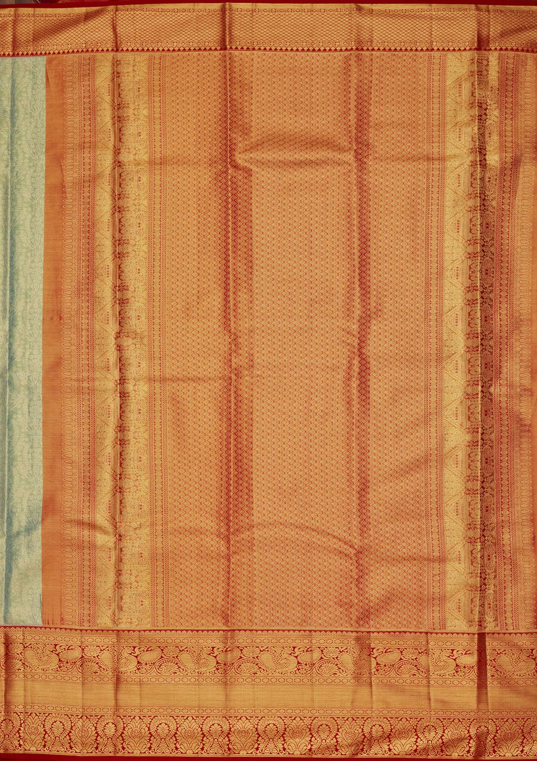 Sea Green Silk Jaal Saree With Matching Blouse Piece