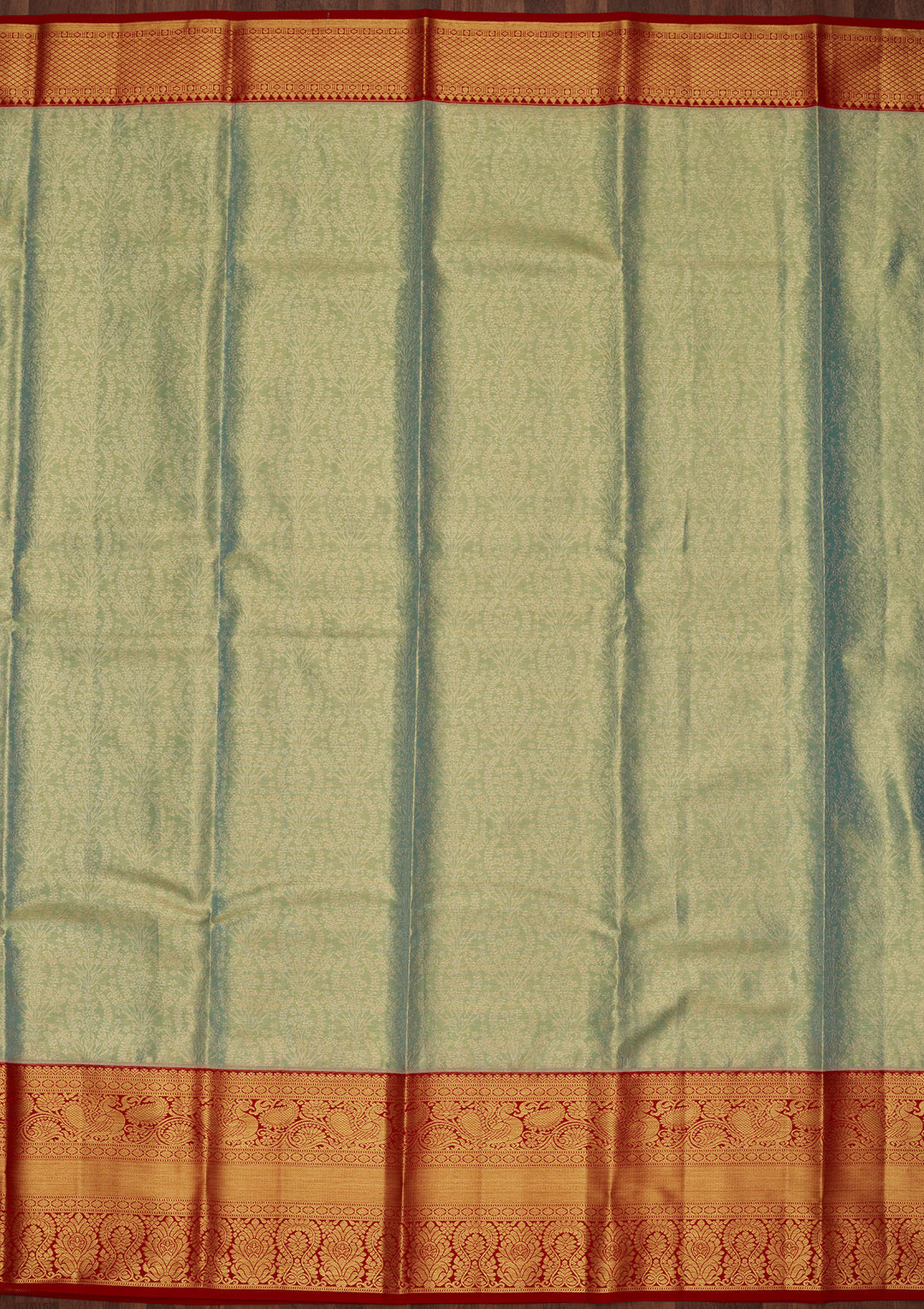 Sea Green Silk Jaal Saree With Matching Blouse Piece