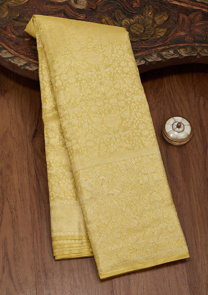 Mustard Zariwork Tissue Silk Saree