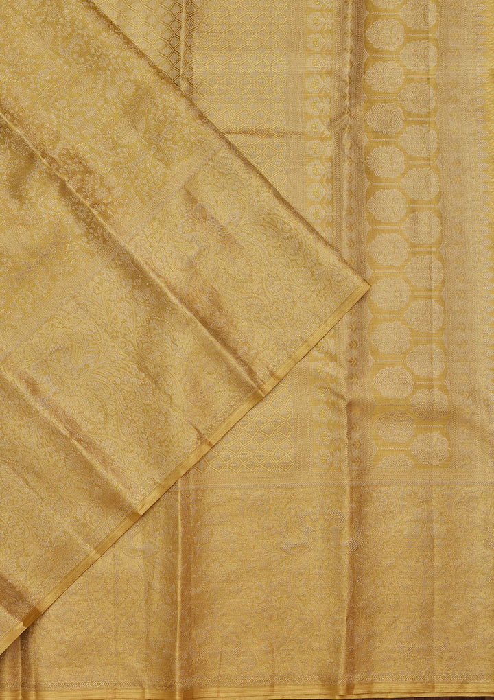 Mustard Zariwork Tissue Silk Saree