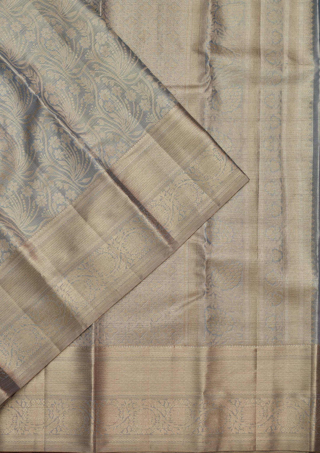Silver Tissue Jaal Saree With Matching Blouse Piece