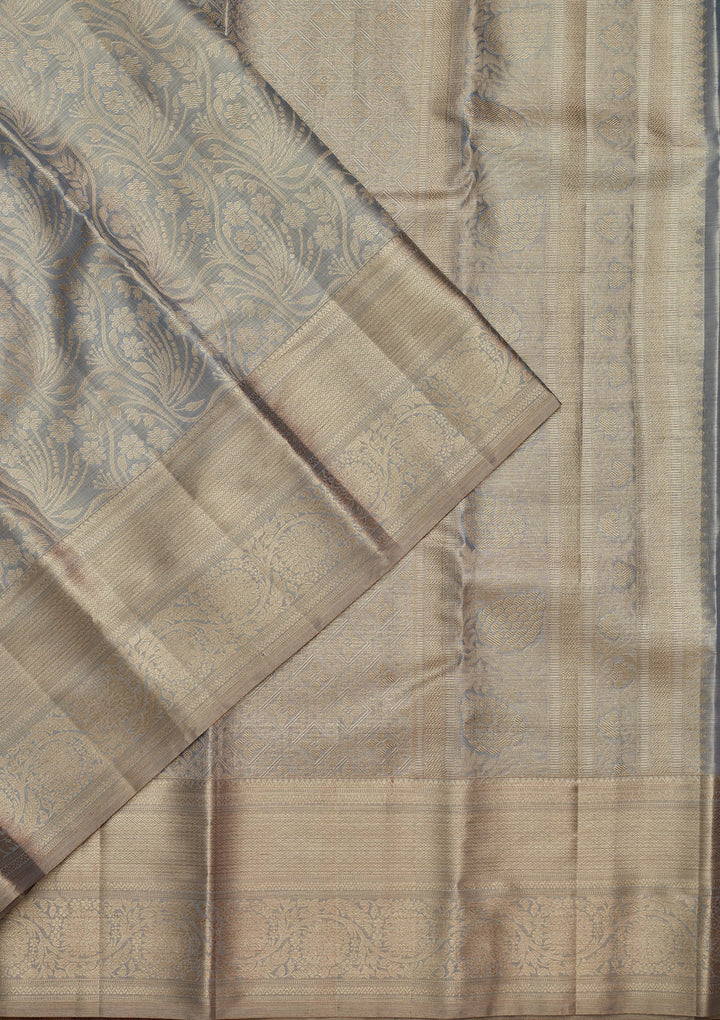 Silver Tissue Jaal Saree With Matching Blouse Piece