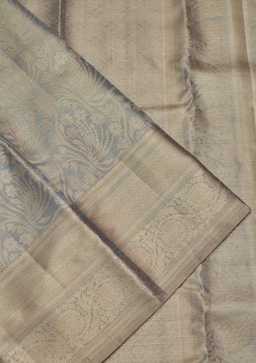 Silver Tissue Jaal Saree With Matching Blouse Piece