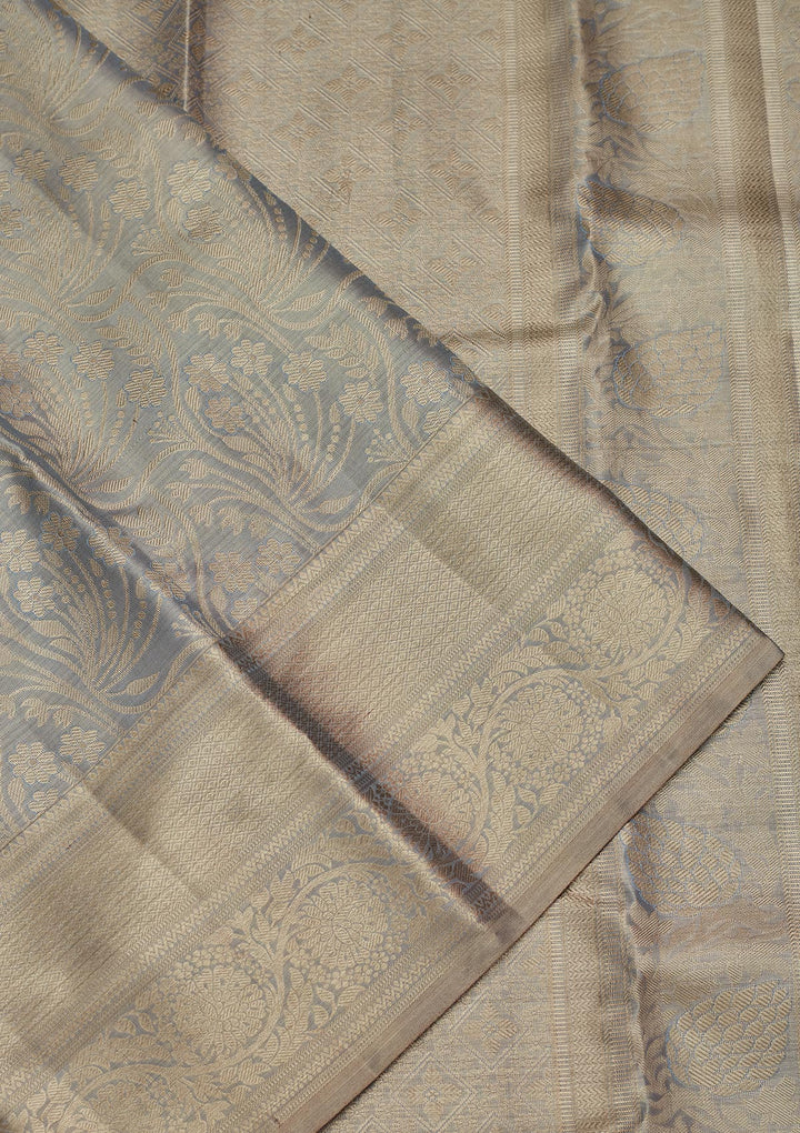 Silver Tissue Jaal Saree With Matching Blouse Piece