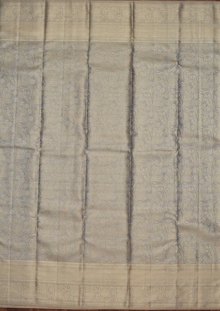 Silver Tissue Jaal Saree With Matching Blouse Piece