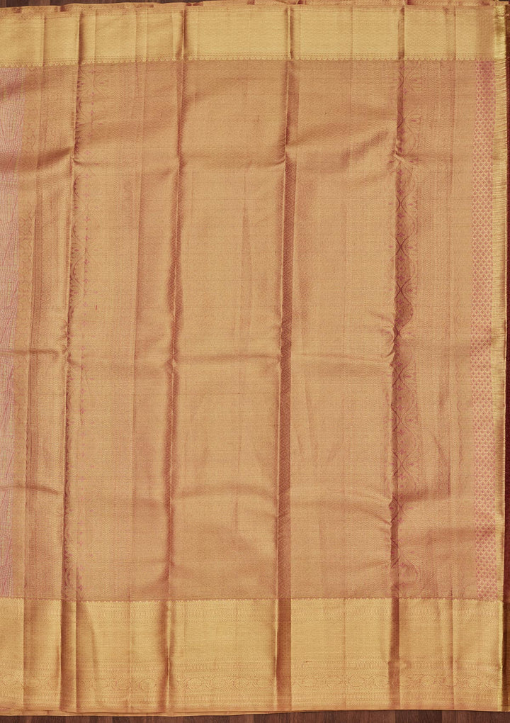 Rani Pink Tissue Jaal Saree With Matching Blouse Piece