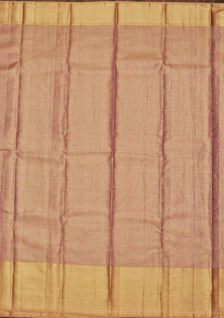 Rani Pink Tissue Jaal Saree With Matching Blouse Piece