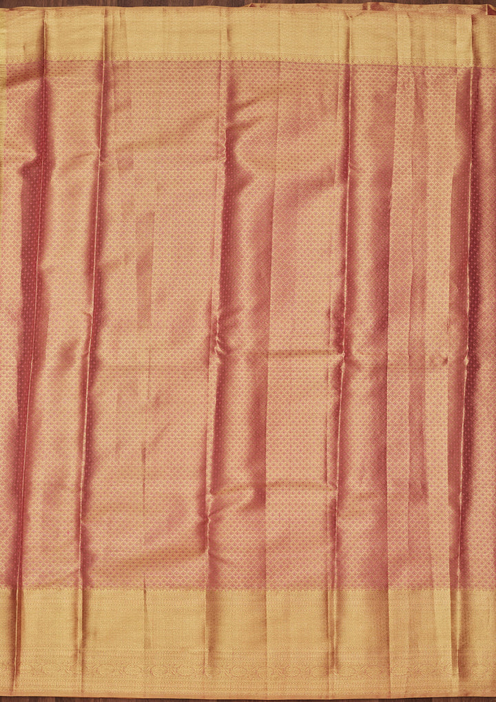 Rani Pink Tissue Jaal Saree With Matching Blouse Piece