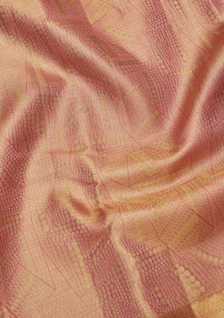 Rani Pink Tissue Jaal Saree With Matching Blouse Piece