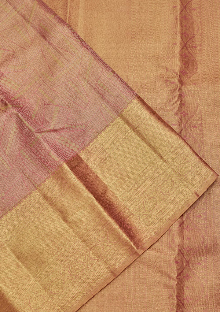Rani Pink Tissue Jaal Saree With Matching Blouse Piece