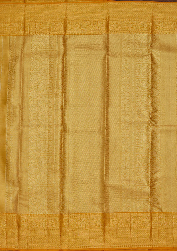 Gold Tissue Jaal Zariwork Saree With Matching Blouse Piece