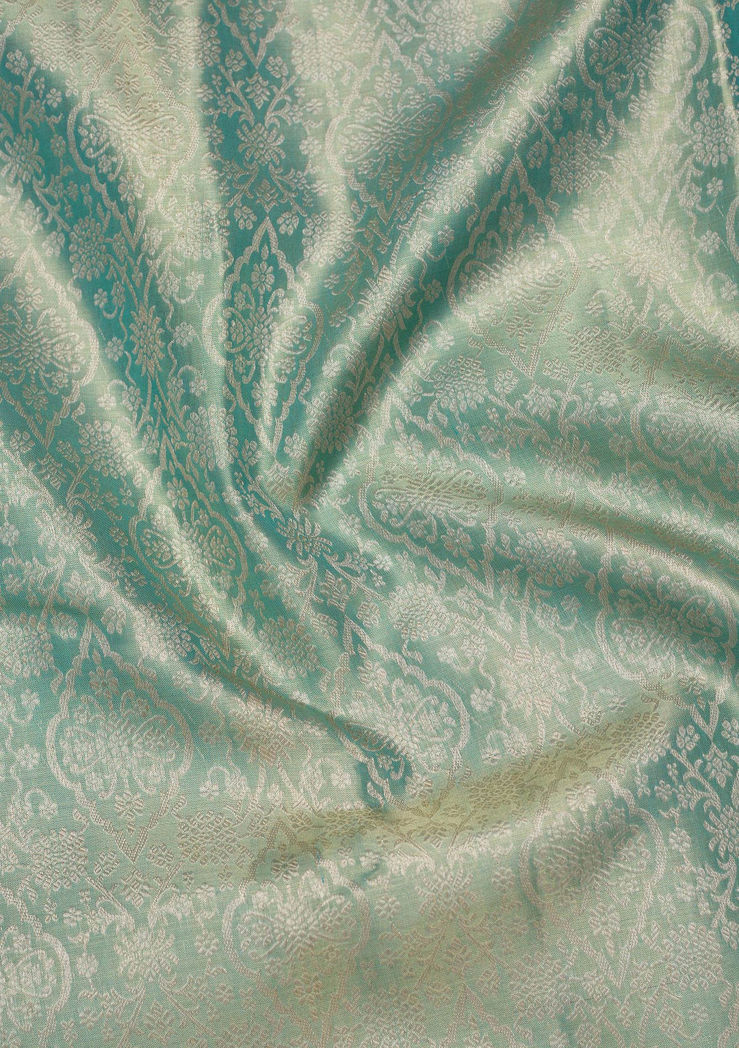 Sea Green Tissue Jaal Saree With Matching Blouse Piece