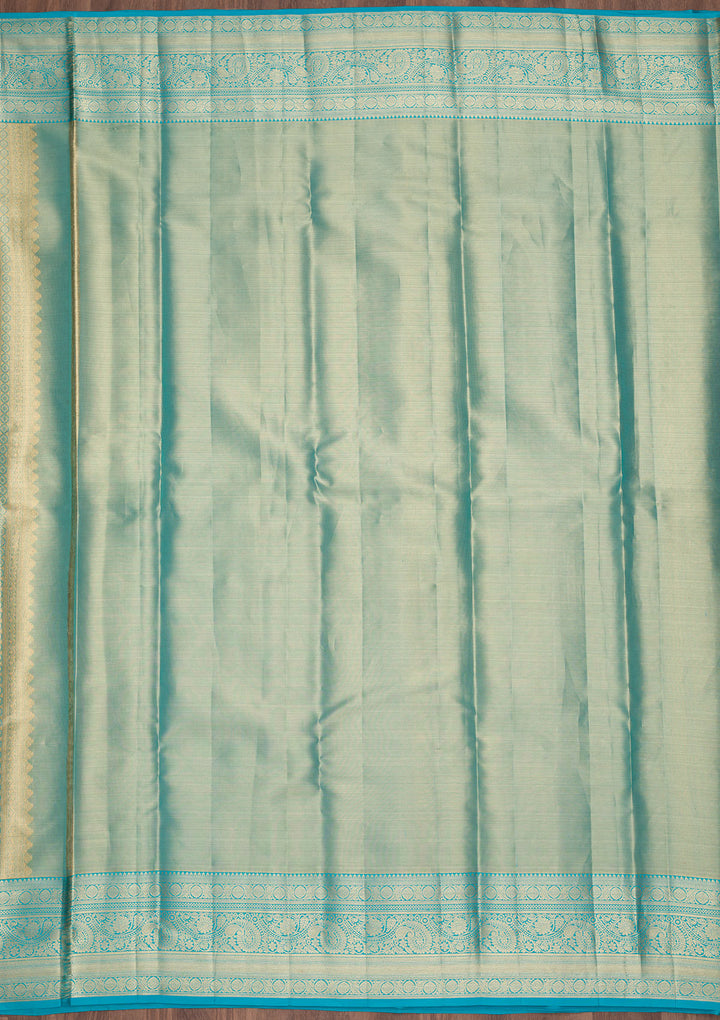 Sea Green Tissue Jaal Saree With Matching Blouse Piece