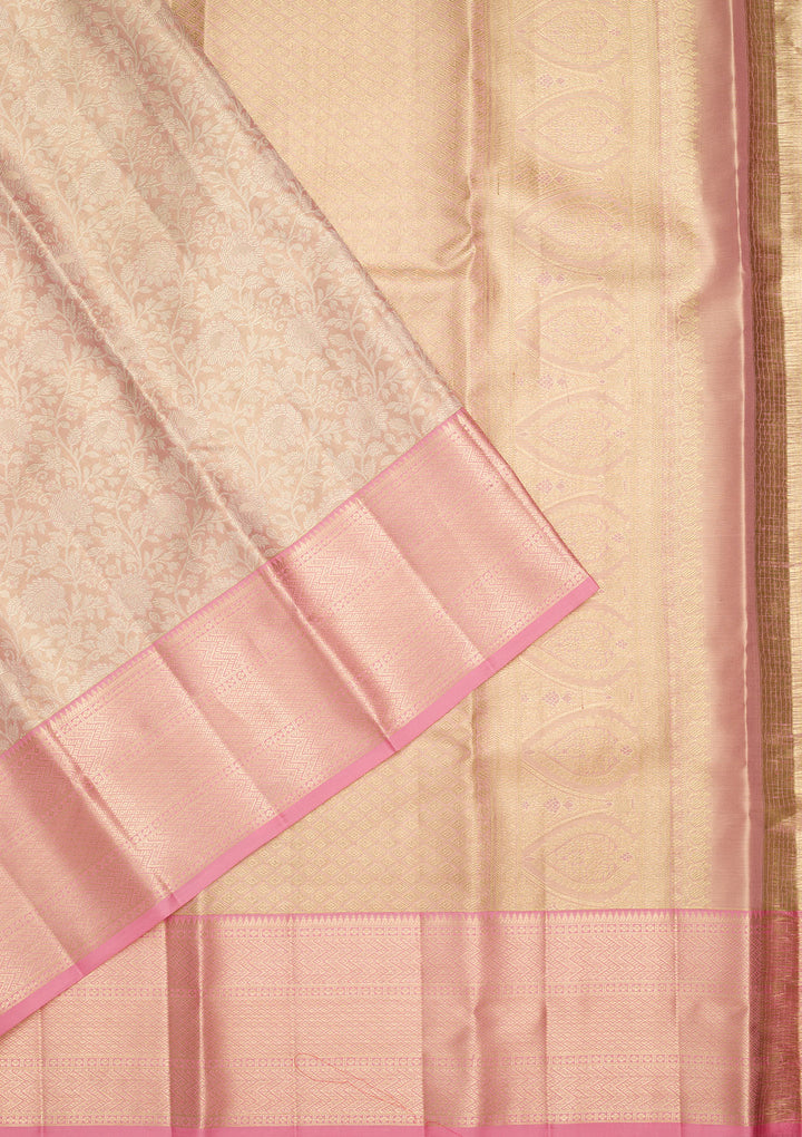 Peach Zariwork Tissue Silk Saree