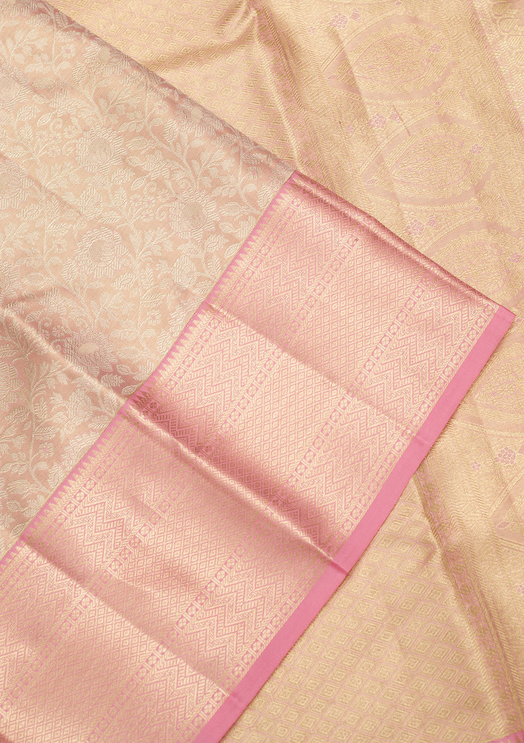 Peach Zariwork Tissue Silk Saree