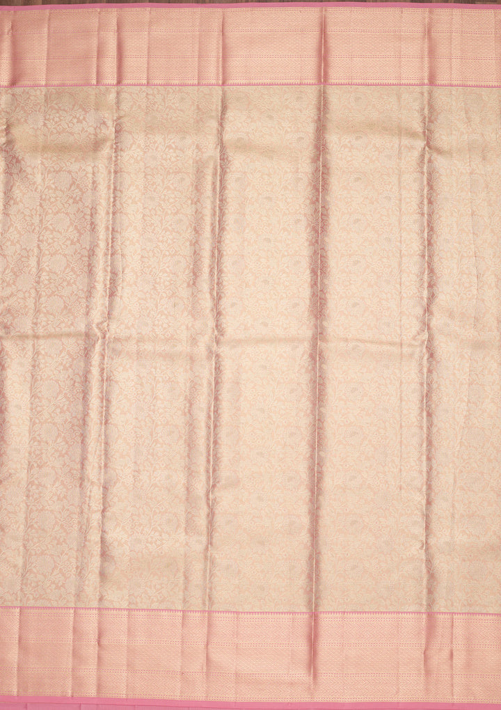 Peach Zariwork Tissue Silk Saree