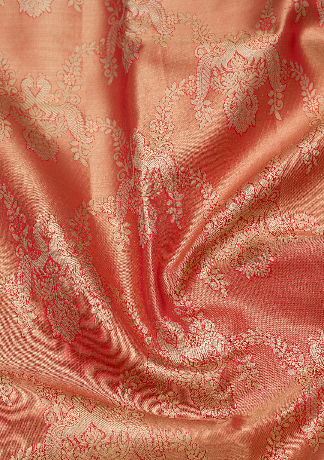 Rust Zariwork Tissue Silk Saree