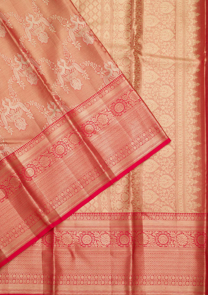 Rust Zariwork Tissue Silk Saree
