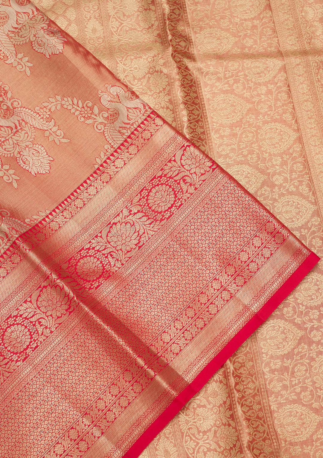 Rust Zariwork Tissue Silk Saree