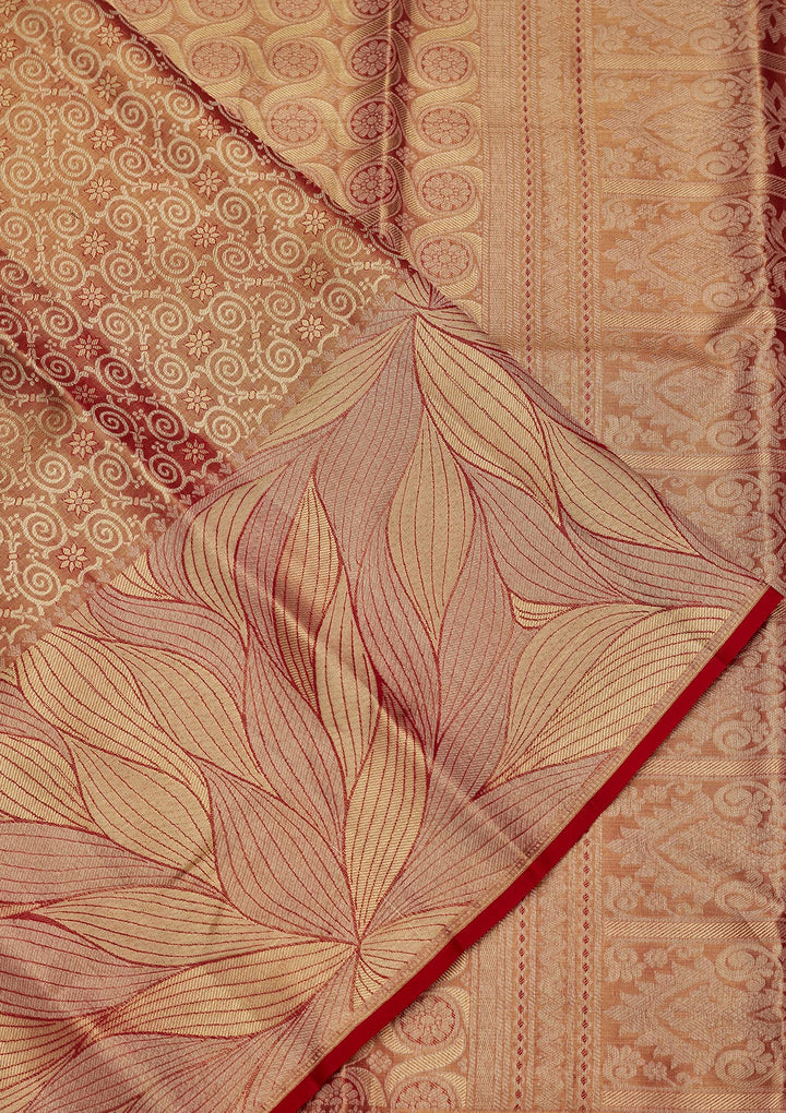 Mauve Tissue Jaal Saree With Matching Blouse Piece