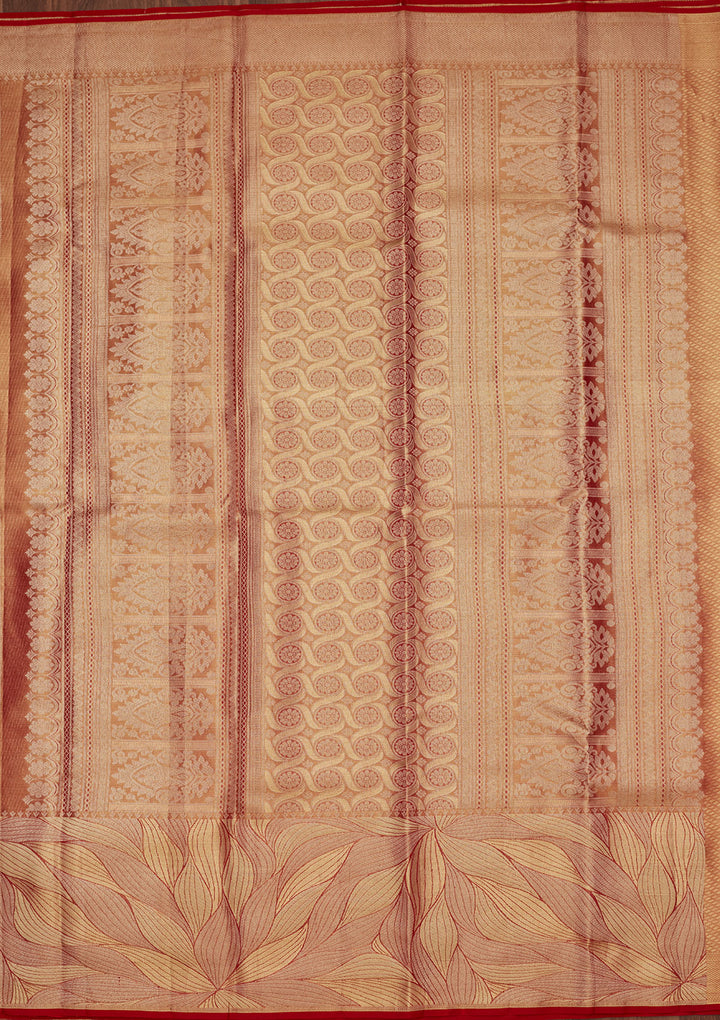 Mauve Tissue Jaal Saree With Matching Blouse Piece