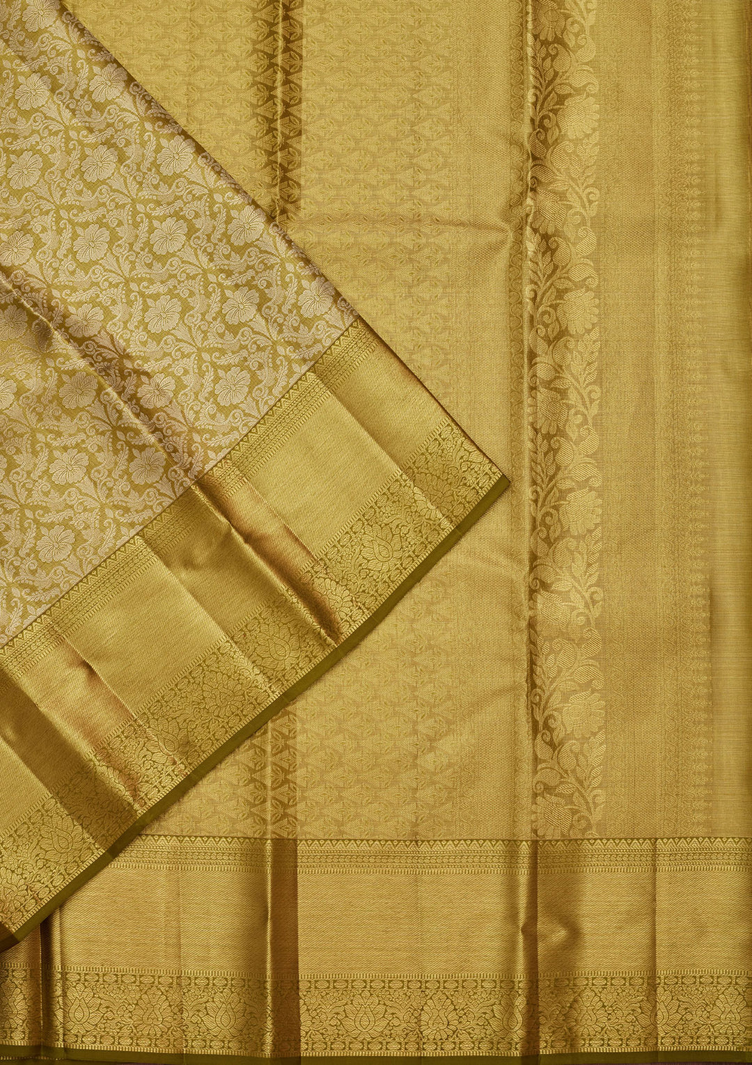 Parrot Green Silk Jaal Saree With Matching Blouse Piece