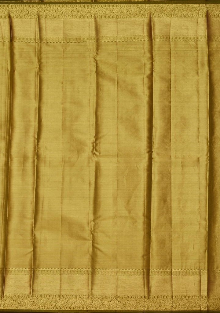 Parrot Green Silk Jaal Saree With Matching Blouse Piece