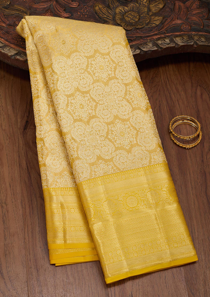 Mustard Zariwork Tissue Silk Saree