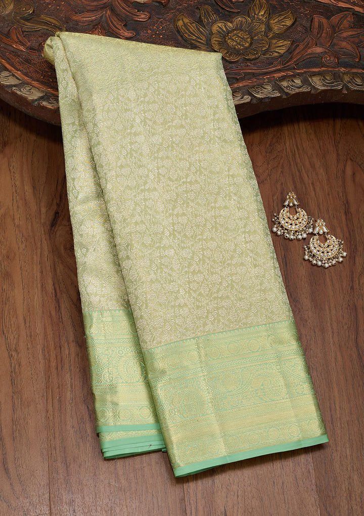 Pista Green Zariwork Tissue Silk Saree