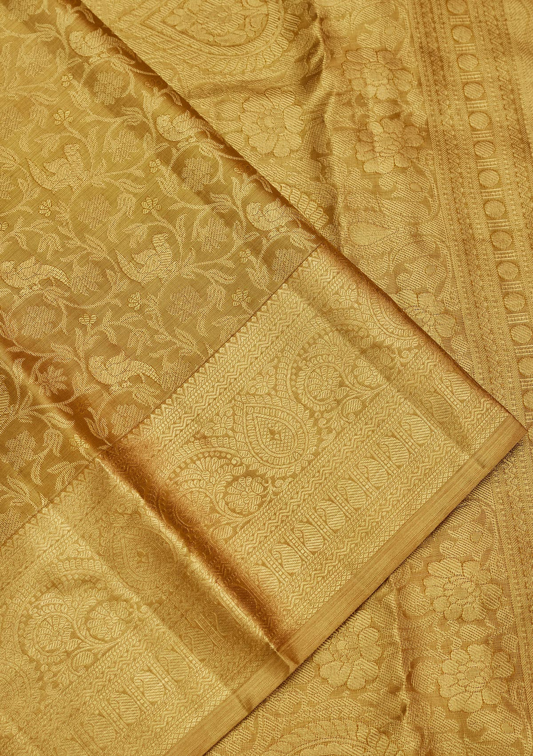 Gold Silk Jaal Saree With Matching Blouse Piece
