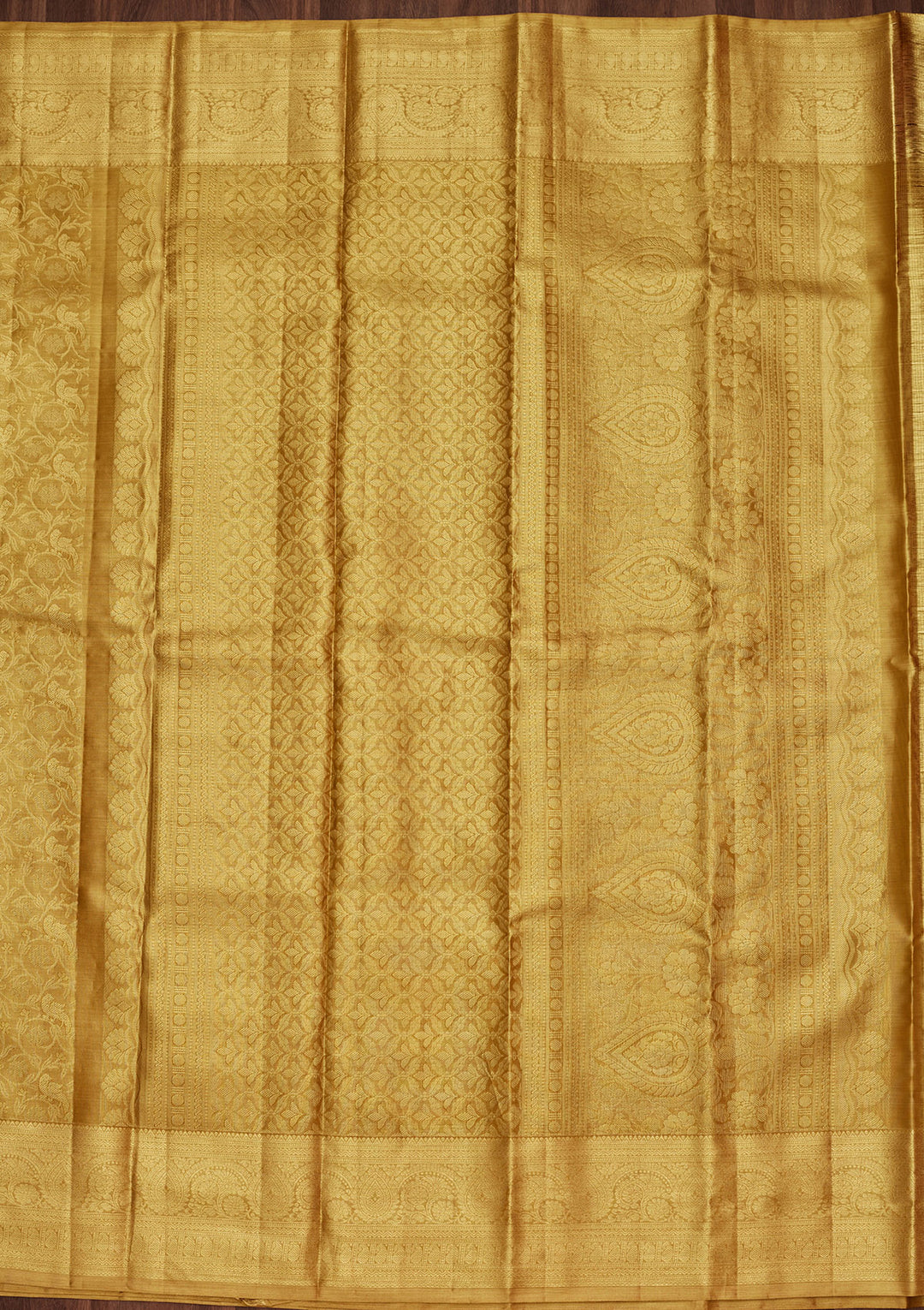 Gold Silk Jaal Saree With Matching Blouse Piece