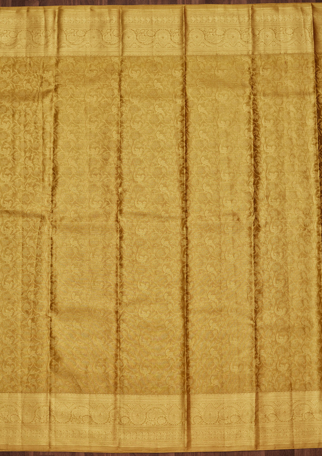 Gold Silk Jaal Saree With Matching Blouse Piece