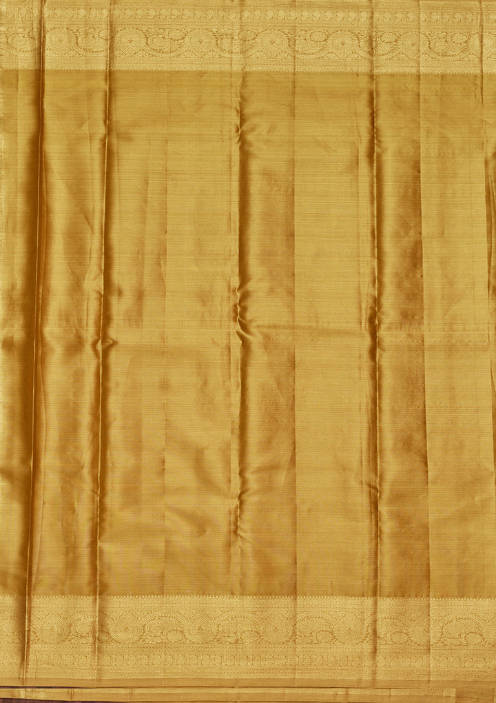 Gold Silk Jaal Saree With Matching Blouse Piece