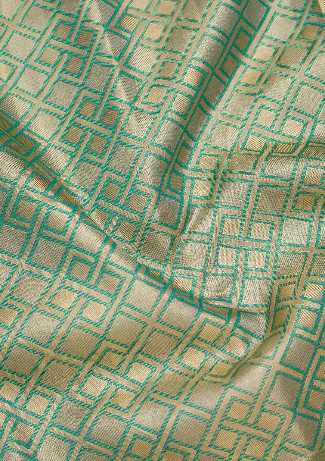 Rama Green Silk Jaal Zariwork Saree With Matching Blouse Piece