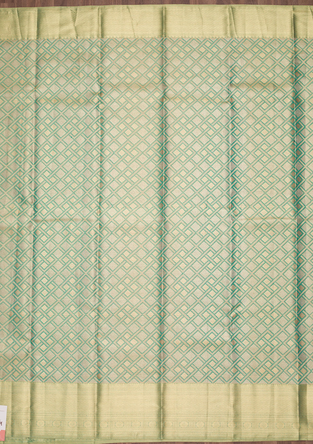 Rama Green Silk Jaal Zariwork Saree With Matching Blouse Piece