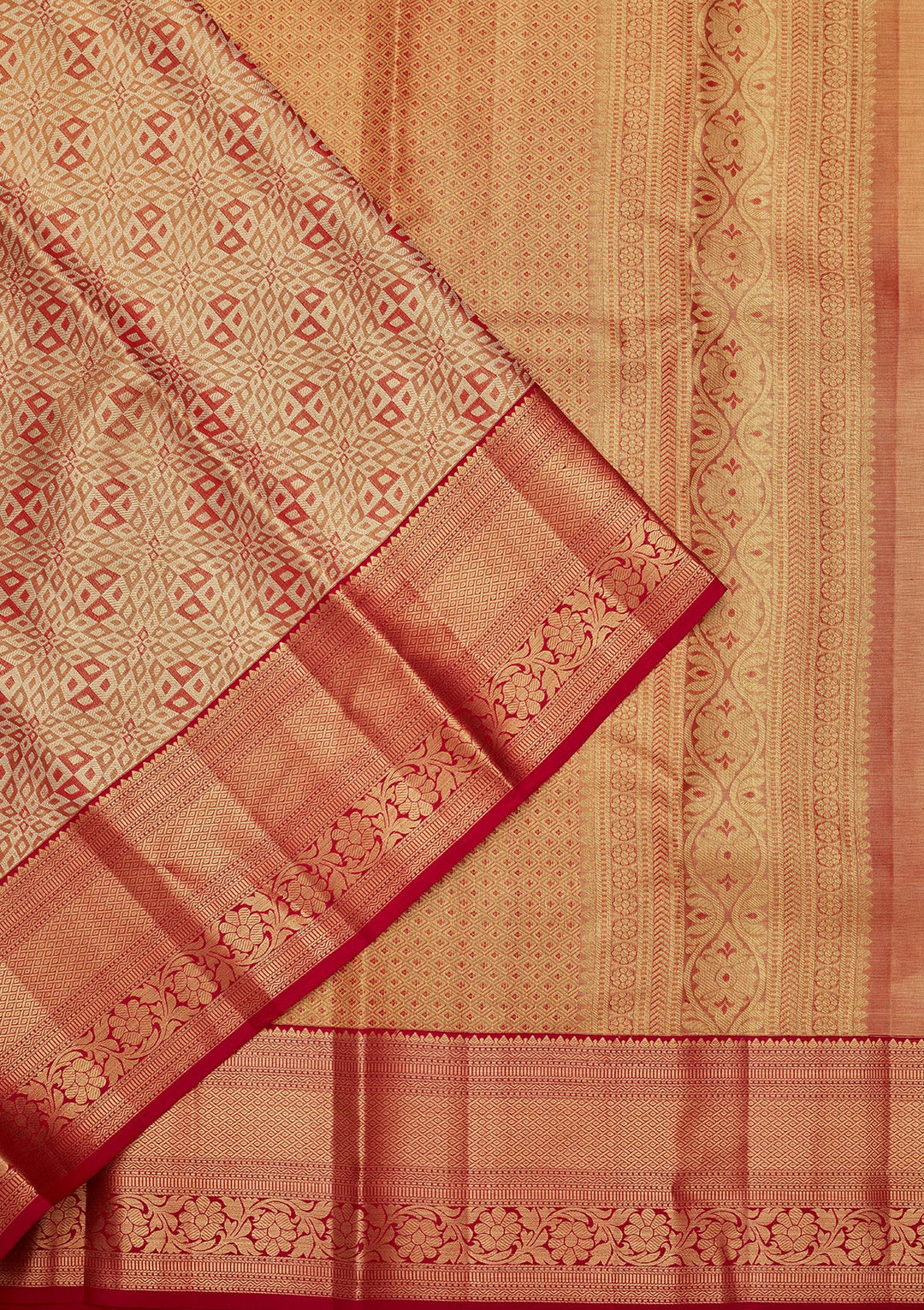 Mauve Tissue Jaal Zariwork Saree With Matching Blouse Piece