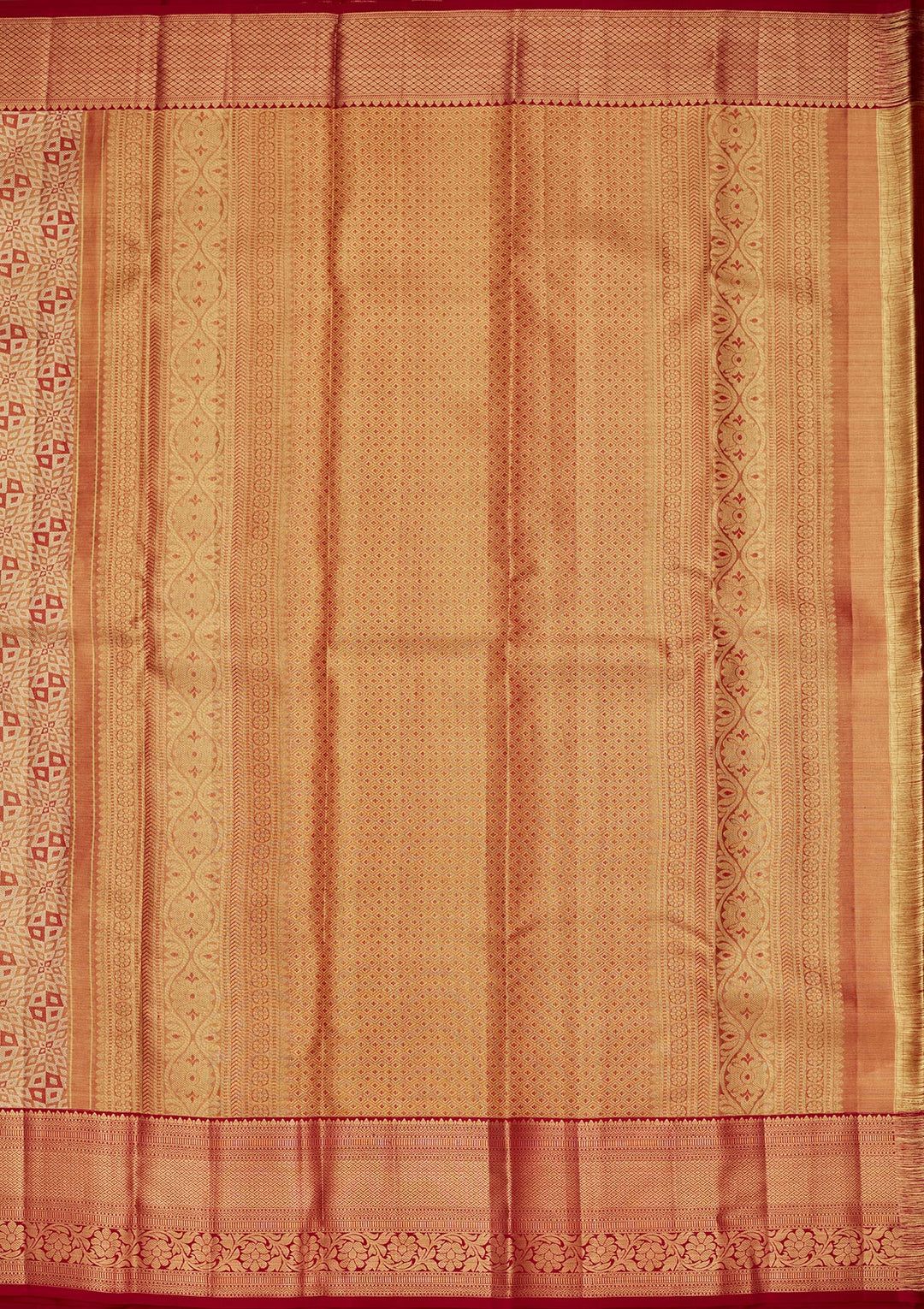 Mauve Tissue Jaal Zariwork Saree With Matching Blouse Piece