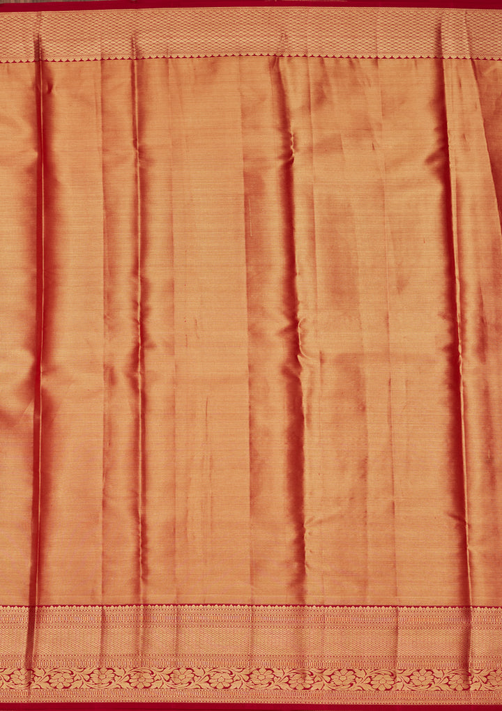 Mauve Tissue Jaal Zariwork Saree With Matching Blouse Piece