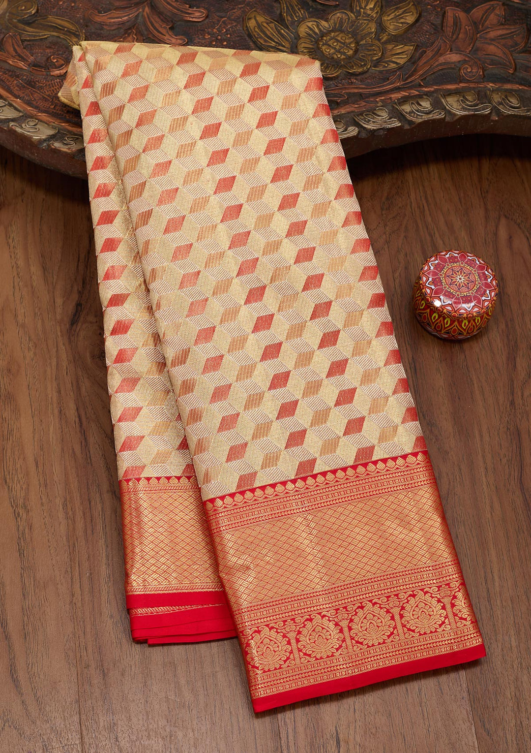 Multi Tissue Checks Saree With Matching Blouse Piece