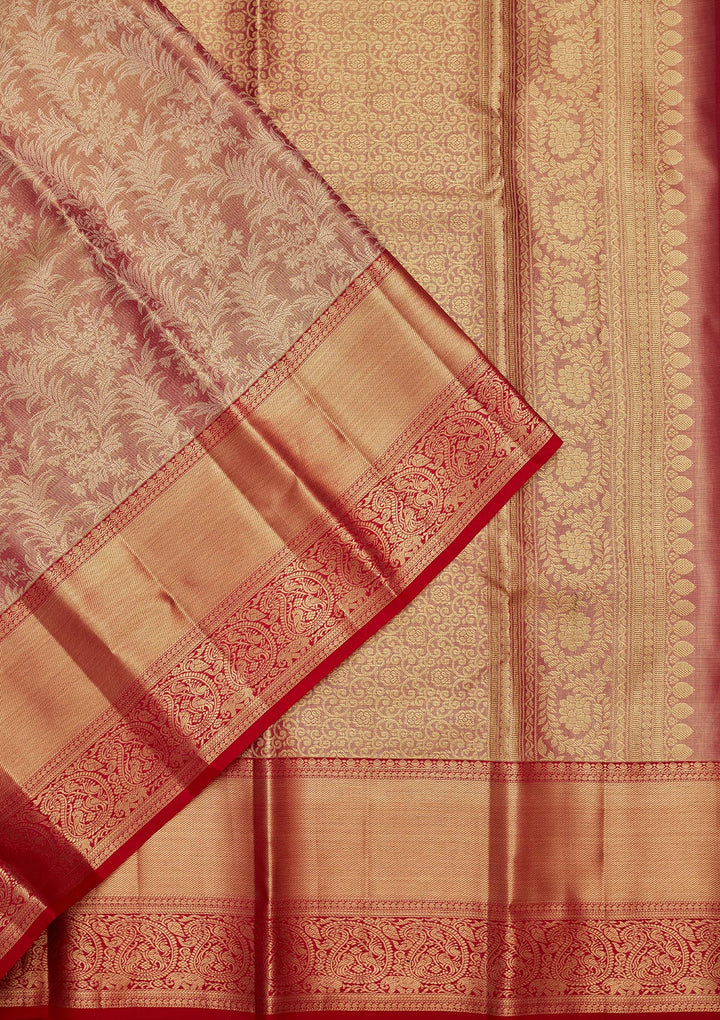Onion Pink Zariwork Tissue Silk Saree