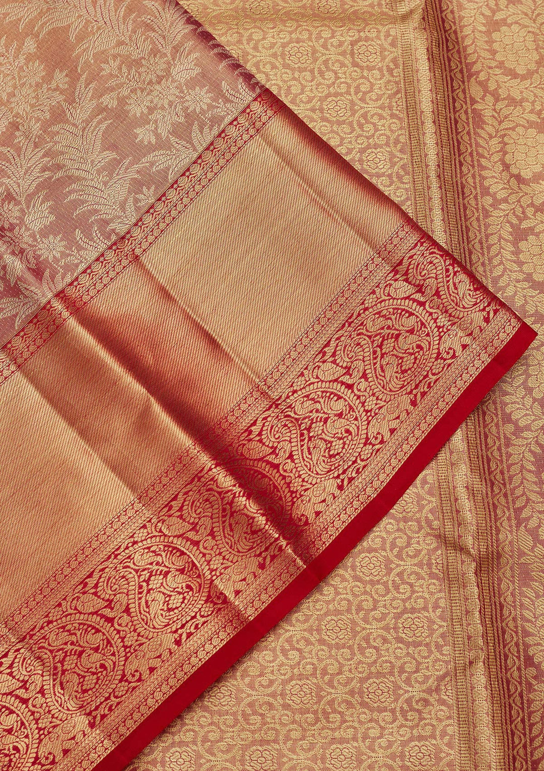 Onion Pink Zariwork Tissue Silk Saree