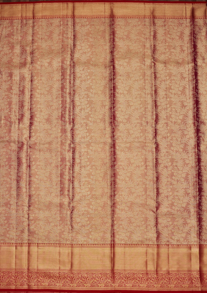 Onion Pink Zariwork Tissue Silk Saree