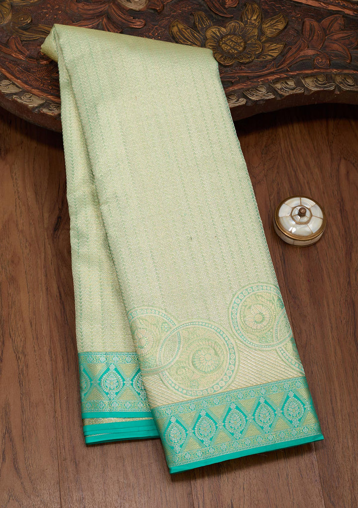 Pista Green Zariwork Tissue Silk Saree