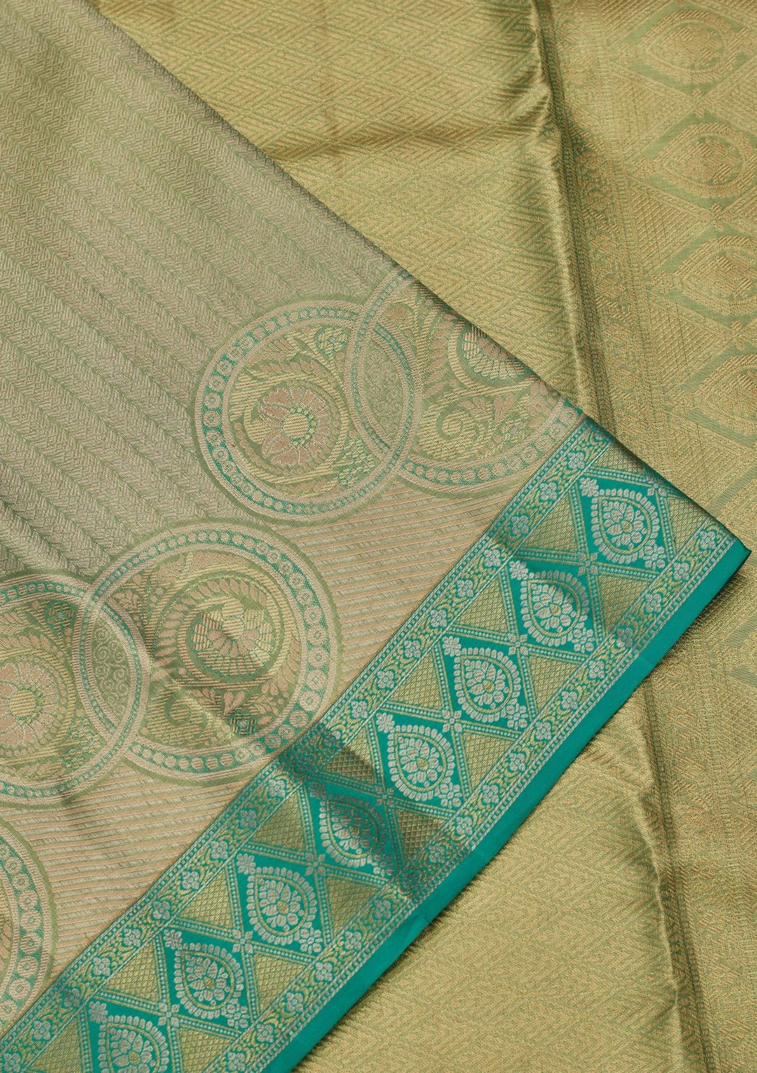 Pista Green Zariwork Tissue Silk Saree