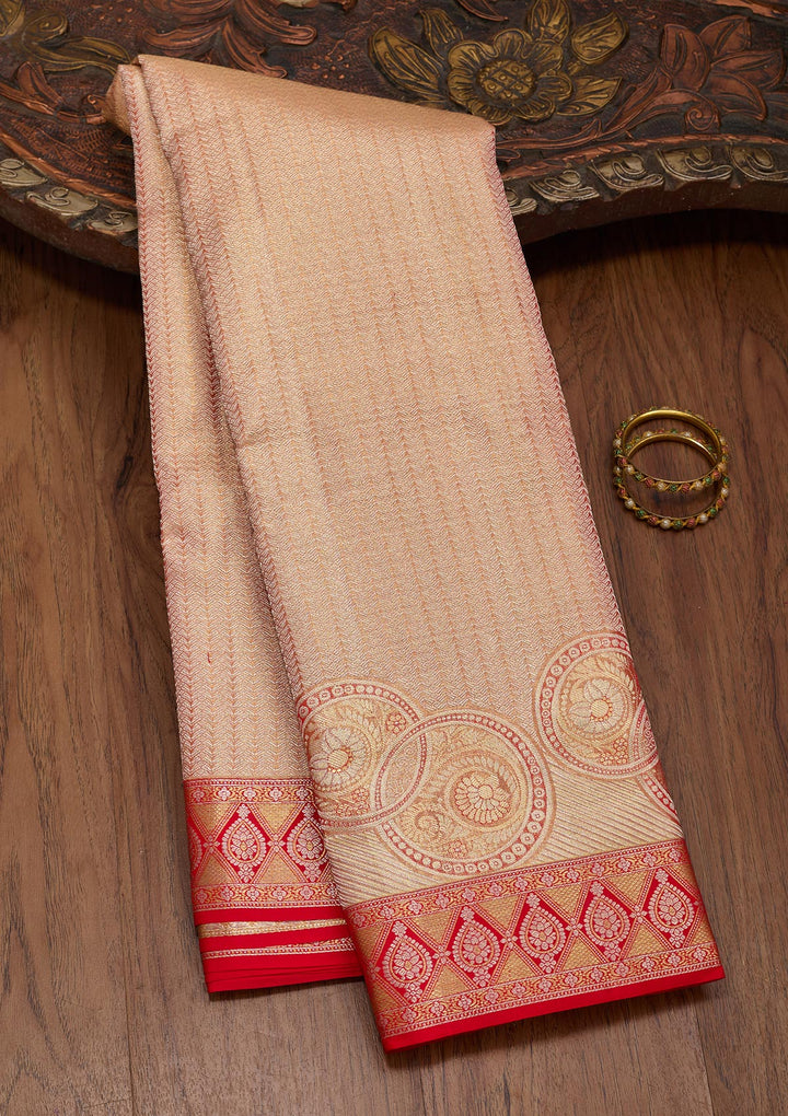 Rust Zariwork Tissue Silk Saree