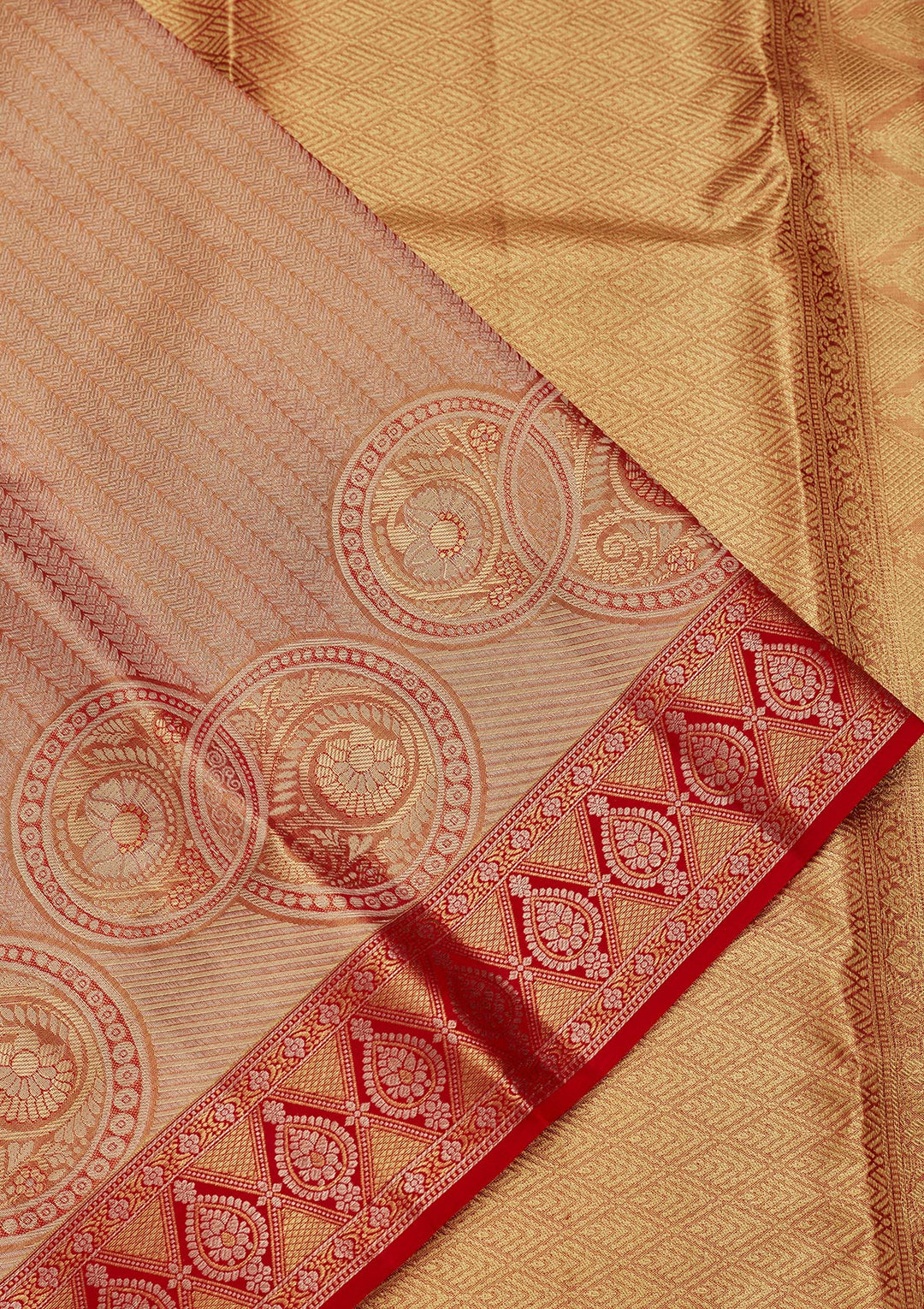 Rust Zariwork Tissue Silk Saree