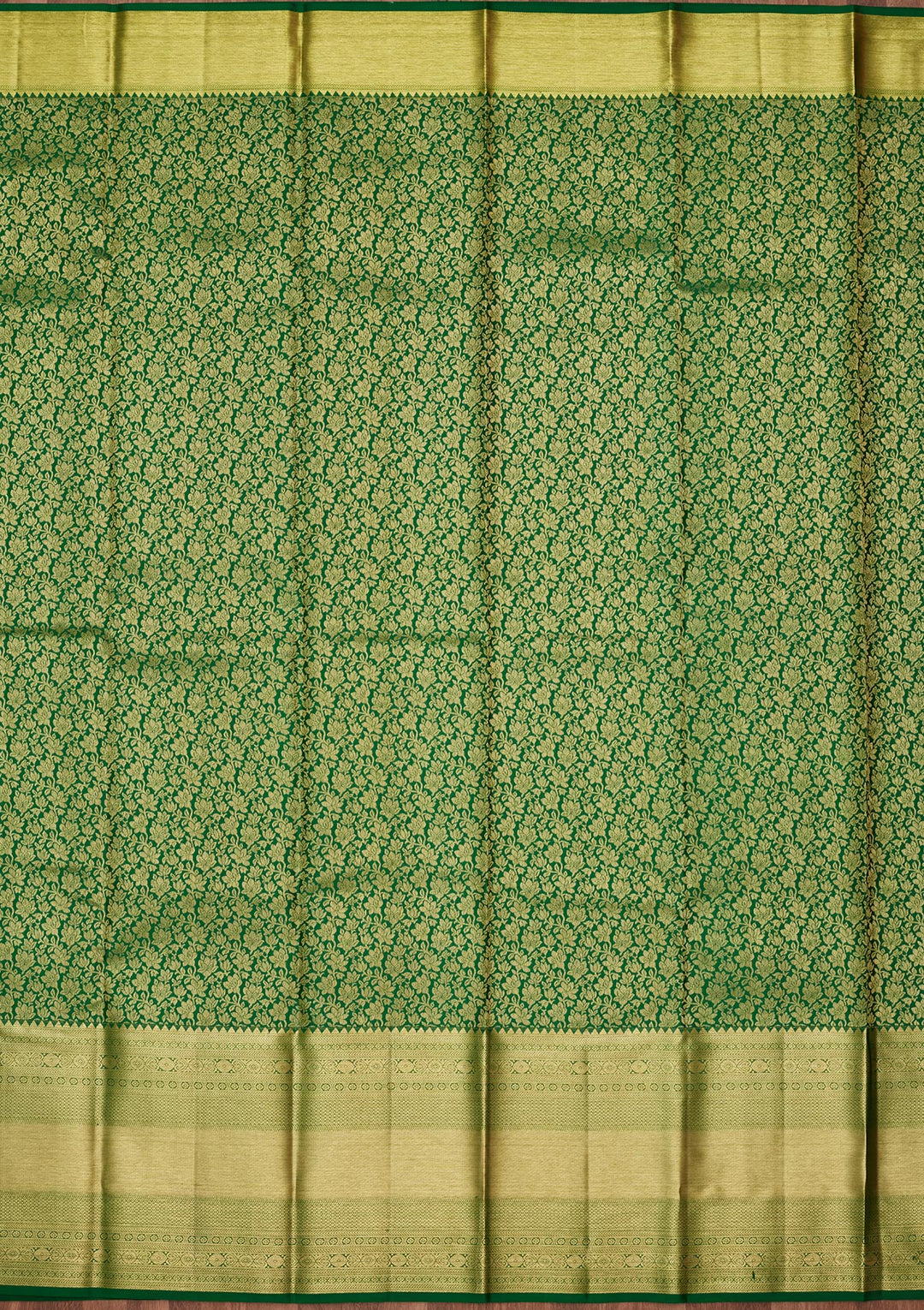 Rama Green Silk Jaal Zariwork Saree With Matching Blouse Piece