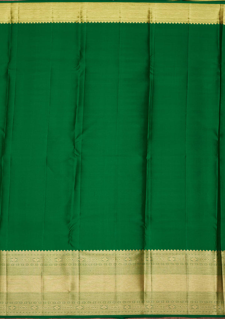 Rama Green Silk Jaal Zariwork Saree With Matching Blouse Piece